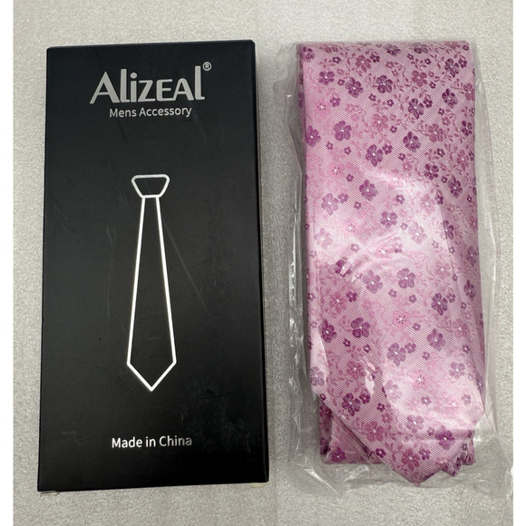 Alizeal Mens 3.15inches Exquisite Floral Tie w/Small Flower Printed Pink *READ.. - Picture 1 of 6